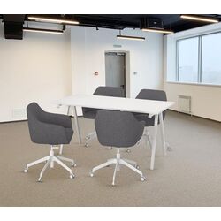 Set de mobila pentru oficiu Ikea Trotten/Tossberg 160x80 (Alb/Gri-inchis)