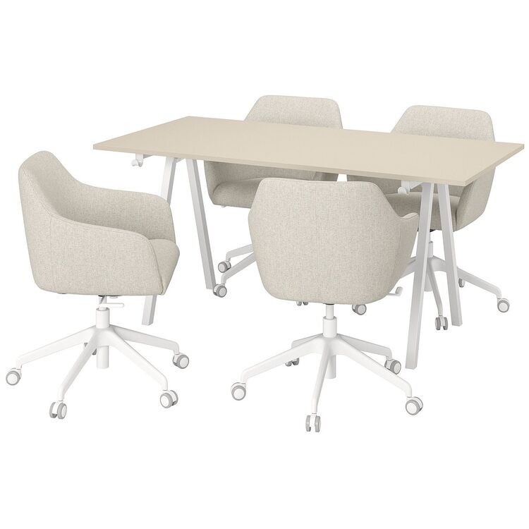 Set de mobila pentru oficiu Ikea Trotten/Tossberg 160x80 (Bej/Alb)