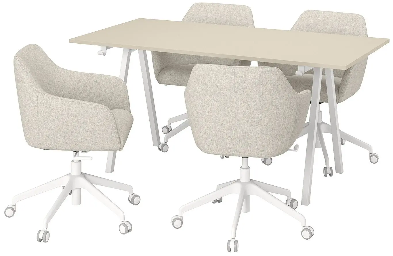 Set de mobila pentru oficiu Ikea Trotten/Tossberg 160x80 (Bej/Alb)