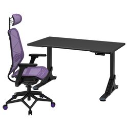 Комплект офисной мебели Ikea Uppspel/Styrspel 140x80 (Черный/Фиолетовый)