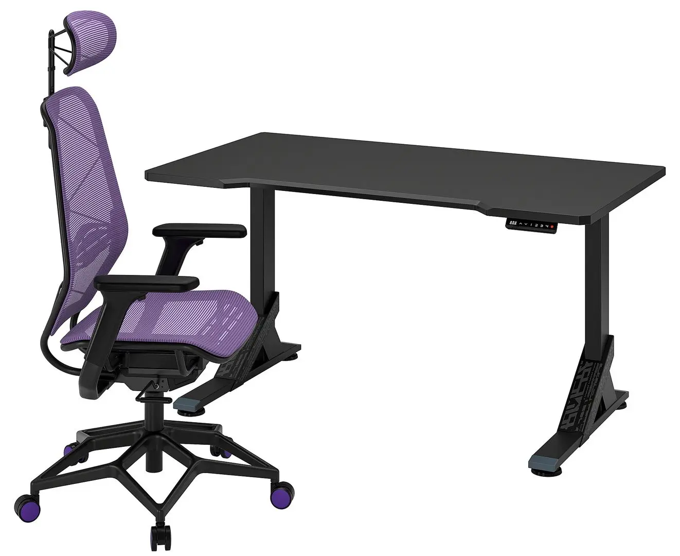 Комплект офисной мебели Ikea Uppspel/Styrspel 140x80 (Черный/Фиолетовый)