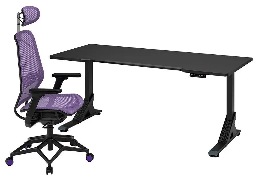 Комплект офисной мебели Ikea Uppspel/Styrspel 180x80 (Черный/Фиолетовый)