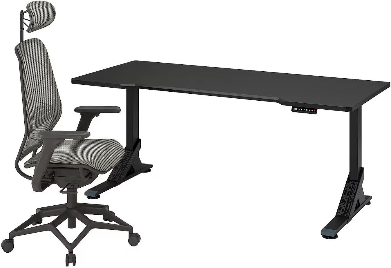 Комплект офисной мебели Ikea Uppspel/Styrspel (Черный/Серый) - 11