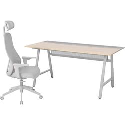 Set de mobila pentru oficiu Ikea Utespelare/Matchspel (Aspect Frasin/Gri) Thumb