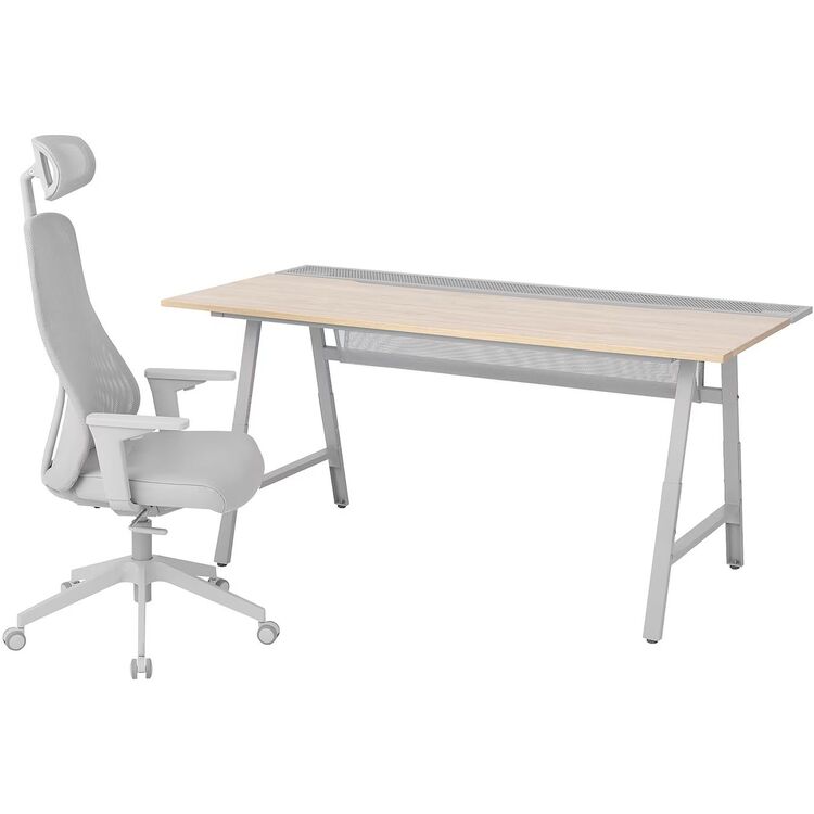 Set de mobila pentru oficiu Ikea Utespelare/Matchspel (Aspect Frasin/Gri)