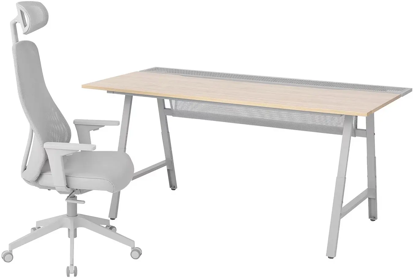 Set de mobila pentru oficiu Ikea Utespelare/Matchspel (Aspect Frasin/Gri)