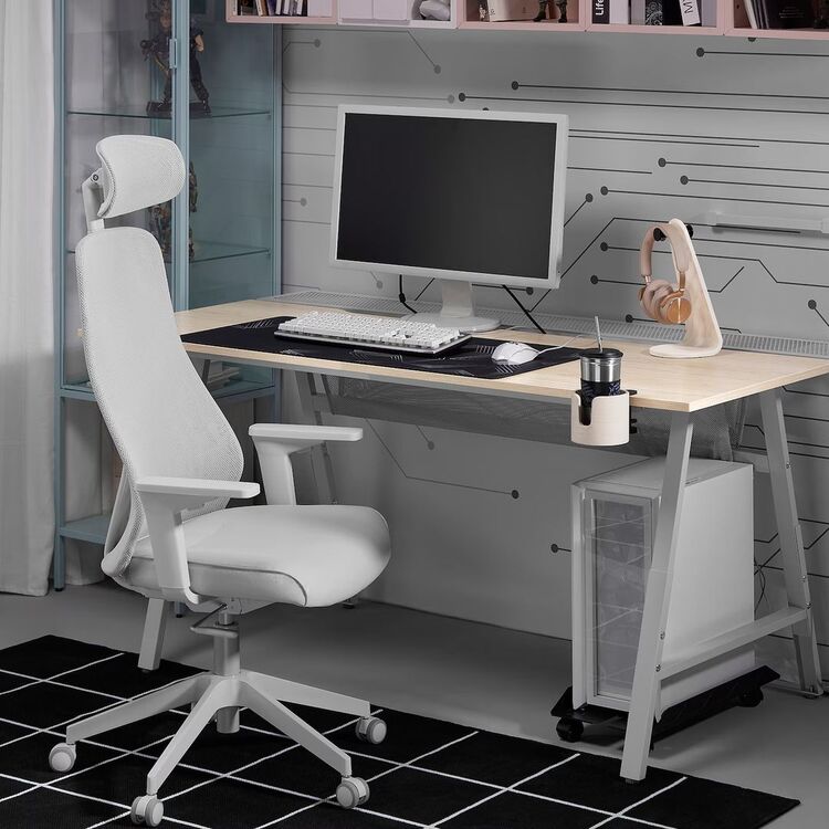 Set de mobila pentru oficiu Ikea Utespelare/Matchspel (Aspect Frasin/Gri)
