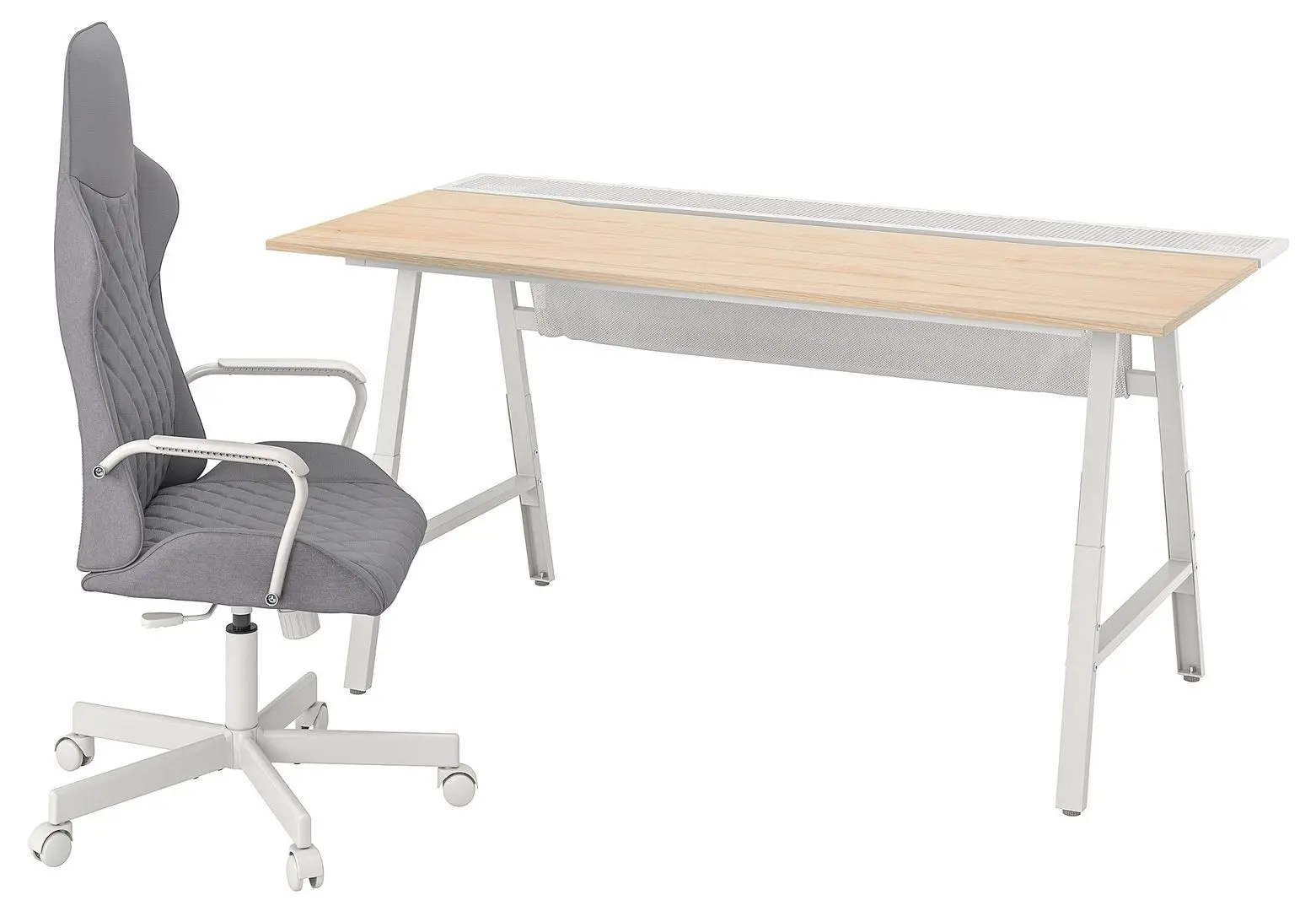 Комплект офисной мебели Ikea Utespelare (Под Ясень/Серый)