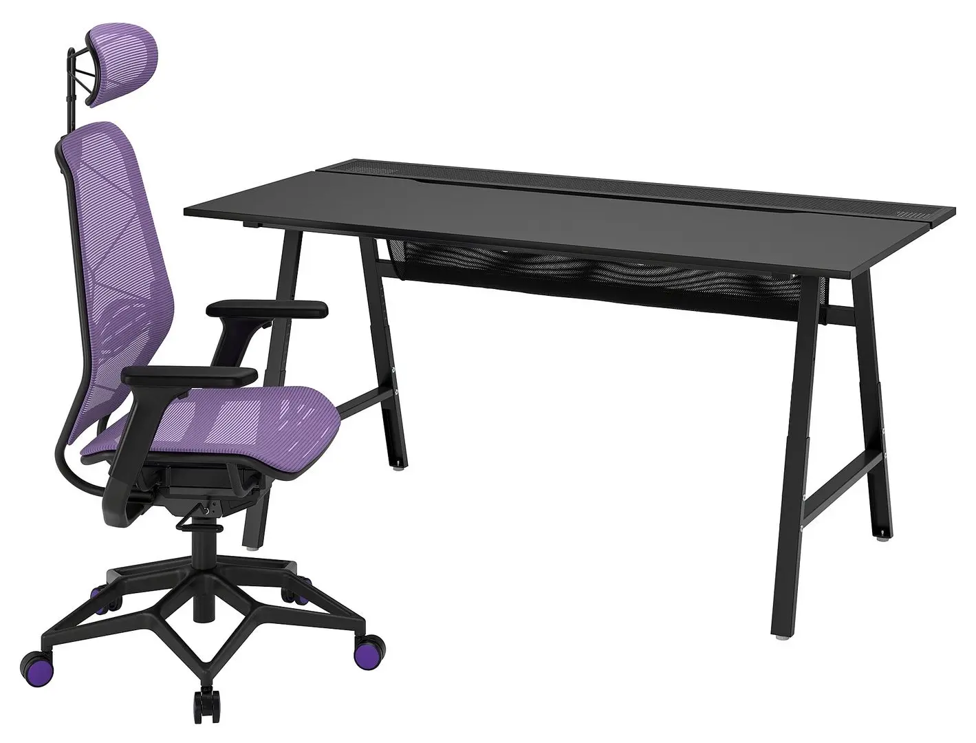 Set de mobila pentru oficiu Ikea Utespelare/Styrspel (Negru/Purpuriu)