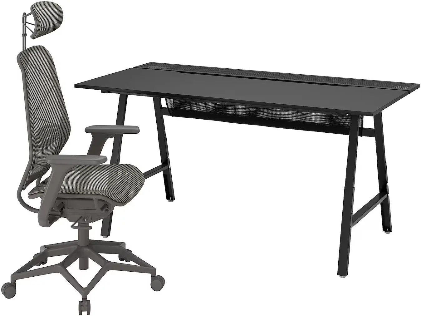 Set de mobila pentru oficiu Ikea Utespelare/Styrspel (Negru/Gri)