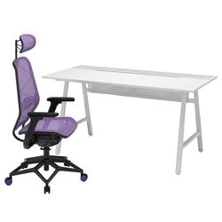 Комплект офисной мебели Ikea Utespelare/Styrspel (Черный/Серый/Фиолетовый)