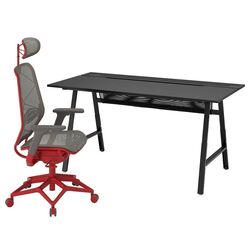 Set de mobila pentru oficiu Ikea Utespelare/Styrspel (Negru/Gri/Rosu)