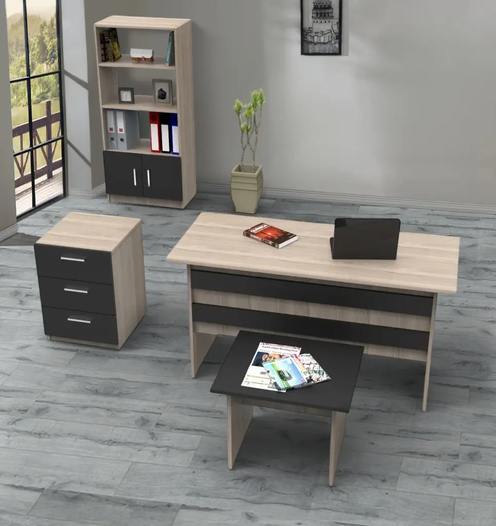 Set mobila pentru oficiu Mirage Design Vario VO11-OB (Oak/Larex Black)