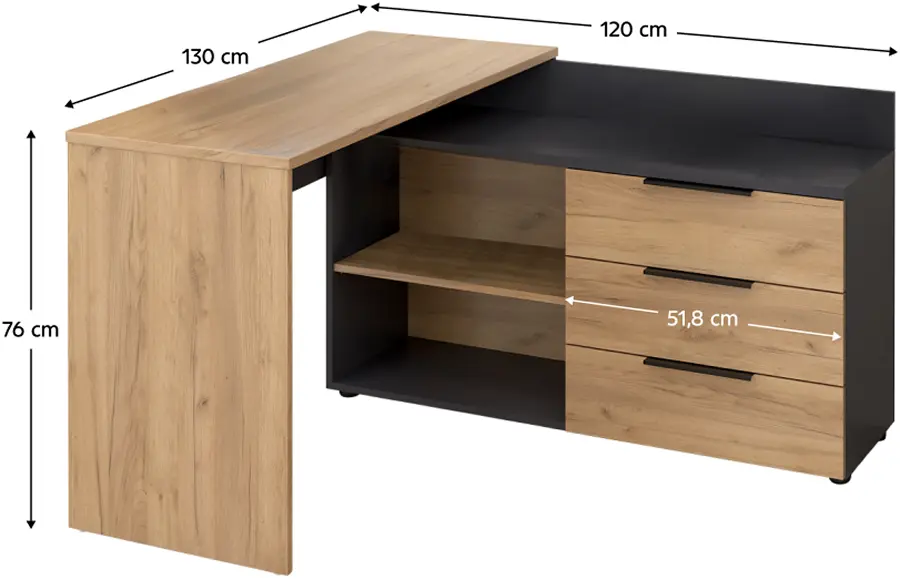 Set mobila pentru oficiu Tempo Kondela Klaudius (Graphite/Artisan Oak)