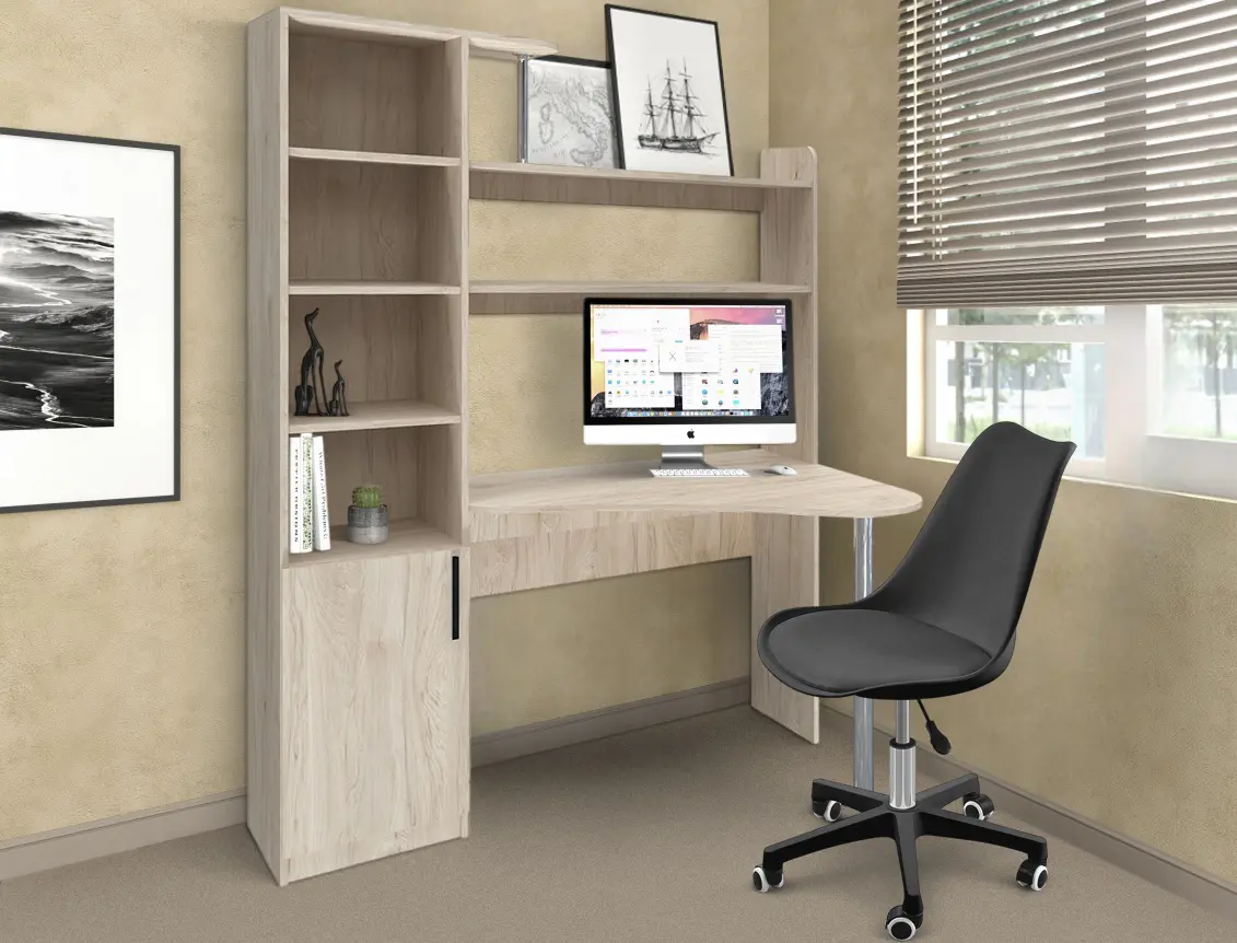 Комплект офисной мебели Yasen Kosinus Hickory Rockford Light + Sunrise C-30A PP Black