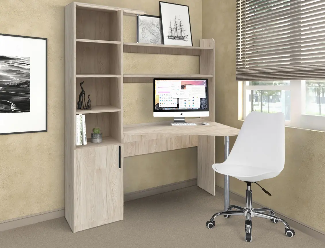 Комплект офисной мебели Yasen Kosinus Hickory Rockford Light + Sunrise C-30 PP White/Chrome