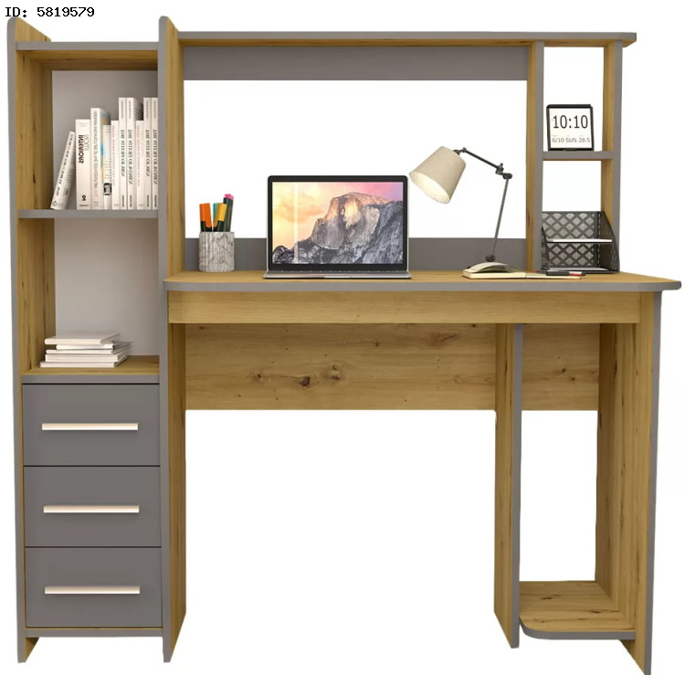 Set mobila pentru oficiu Yasen Sinus Artisan Oak/Graphite Grey + Sunrise C-30 PP White/Chrome