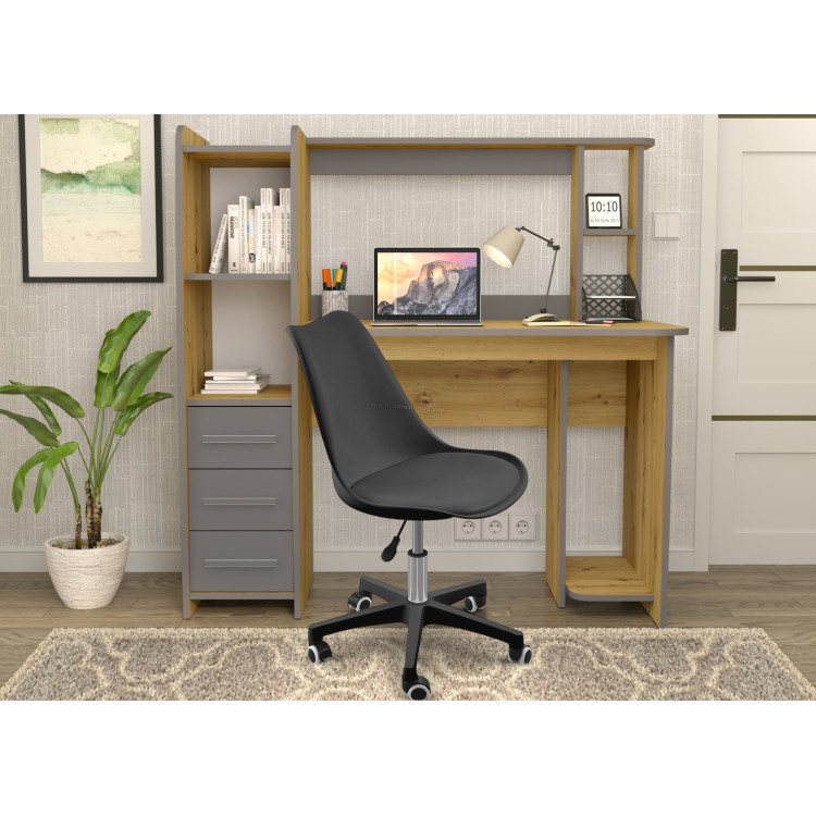 Комплект офисной мебели Yasen Sinus Artisan Oak/Graphite Grey + Sunrise C-30A PP Black