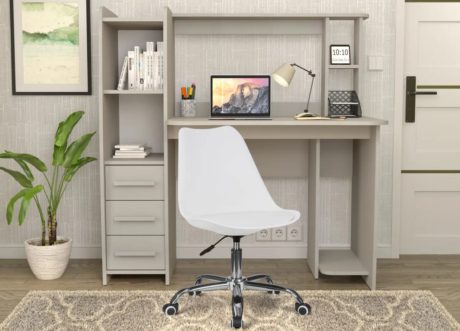 Комплект офисной мебели Yasen Sinus Cashmere/Grey Lava + Sunrise C-30 PP White/Chrome