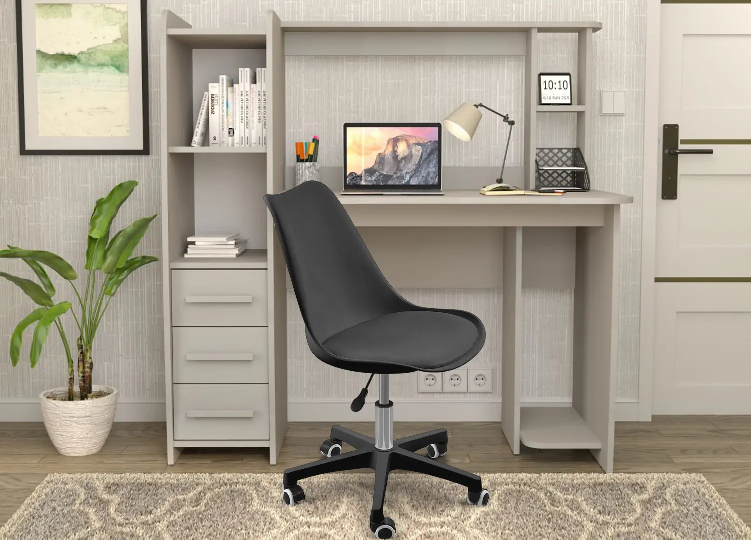 Комплект офисной мебели Yasen Sinus Cashmere/Grey Lava + Sunrise C-30A PP Black