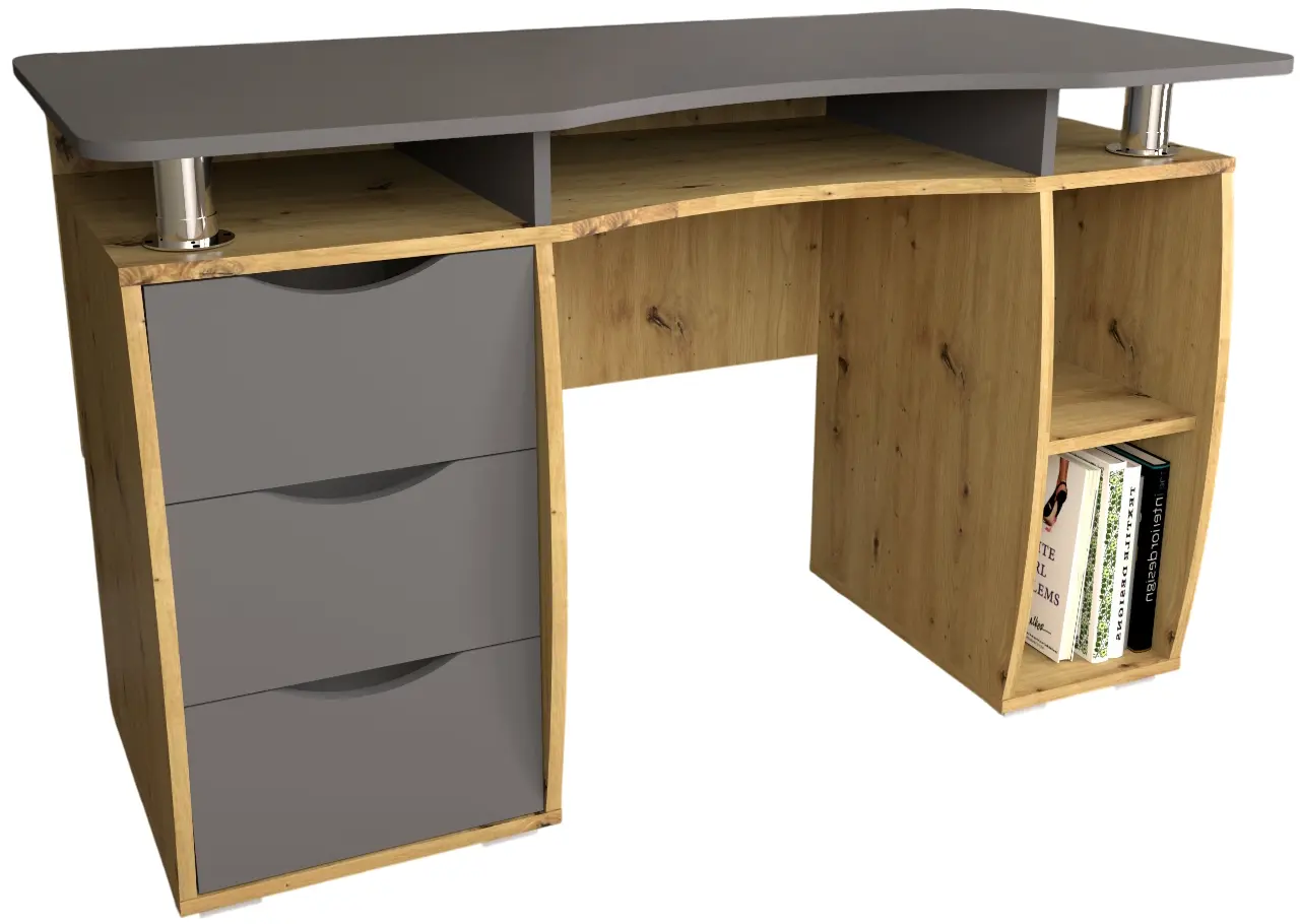 Комплект офисной мебели Yasen Smart New Artisan Oak/Graphite Grey + Sunrise C-30 PP White/Chrome - 7