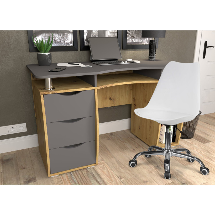 Set mobila pentru oficiu Yasen Smart New Artisan Oak/Graphite Grey + Sunrise C-30 PP White/Chrome