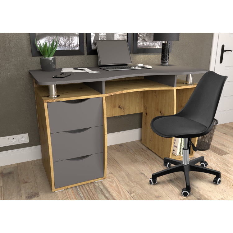 Комплект офисной мебели Yasen Smart New Artisan Oak/Graphite Grey + Sunrise C-30A PP Black