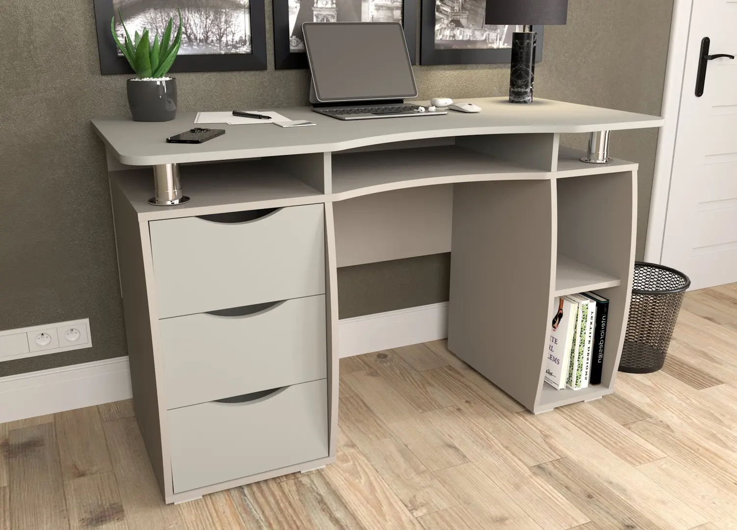 Комплект офисной мебели Yasen Smart New Cashmere/Grey Lava + Sunrise C-30 PP White/Chrome