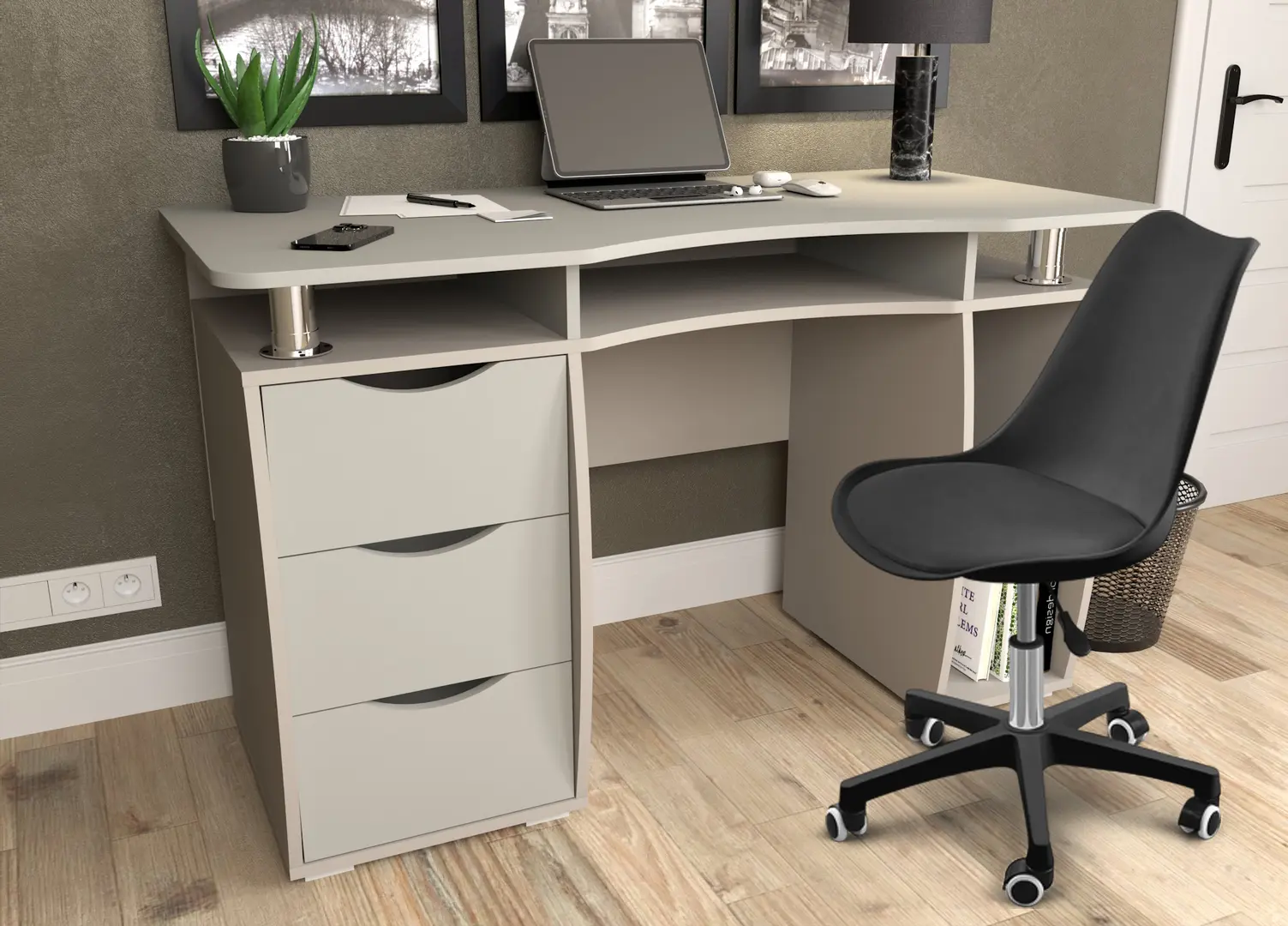 Комплект офисной мебели Yasen Smart New Cashmere/Grey Lava + Sunrise C-30A PP Black