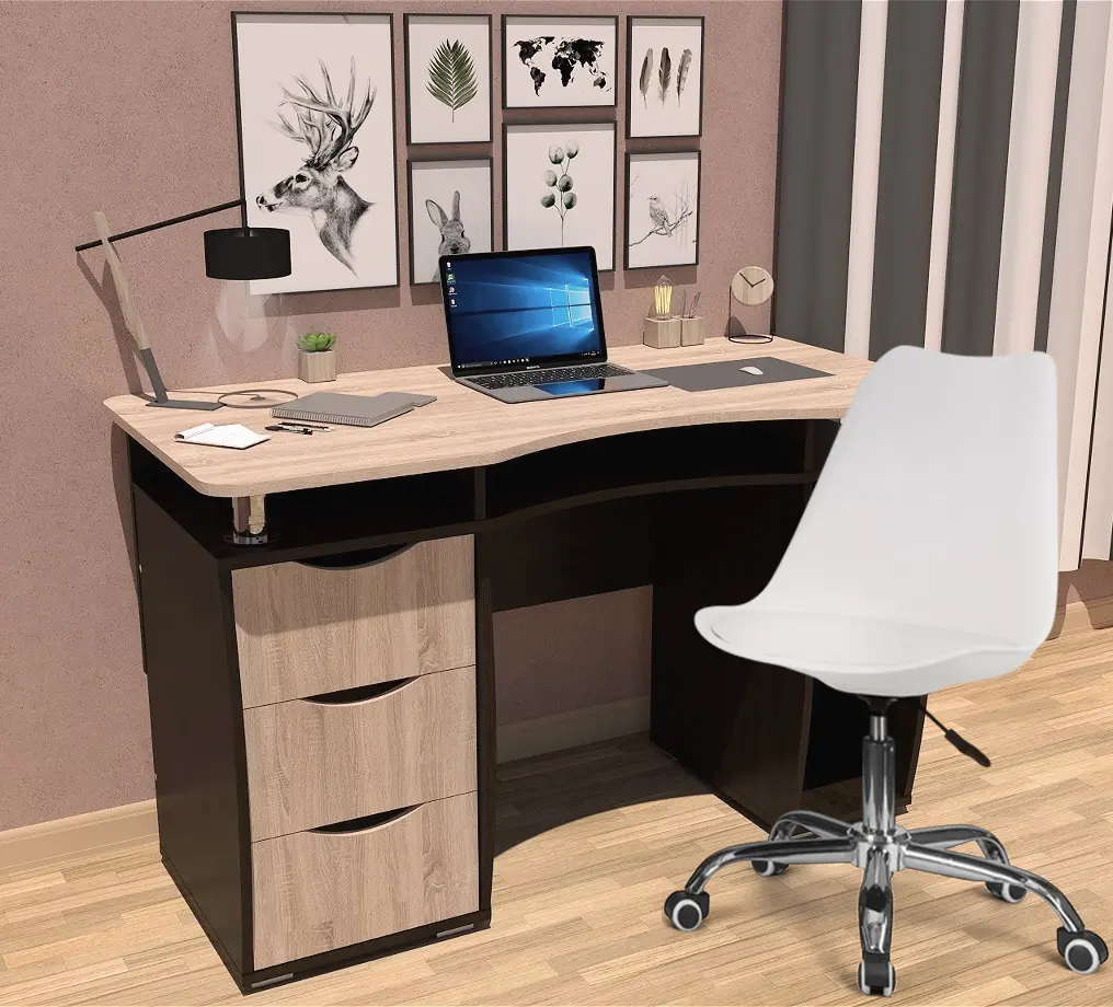 Комплект офисной мебели Yasen Smart New Wenge Louisiana/Sonoma Oak + Sunrise C-30 PP White/Chrome