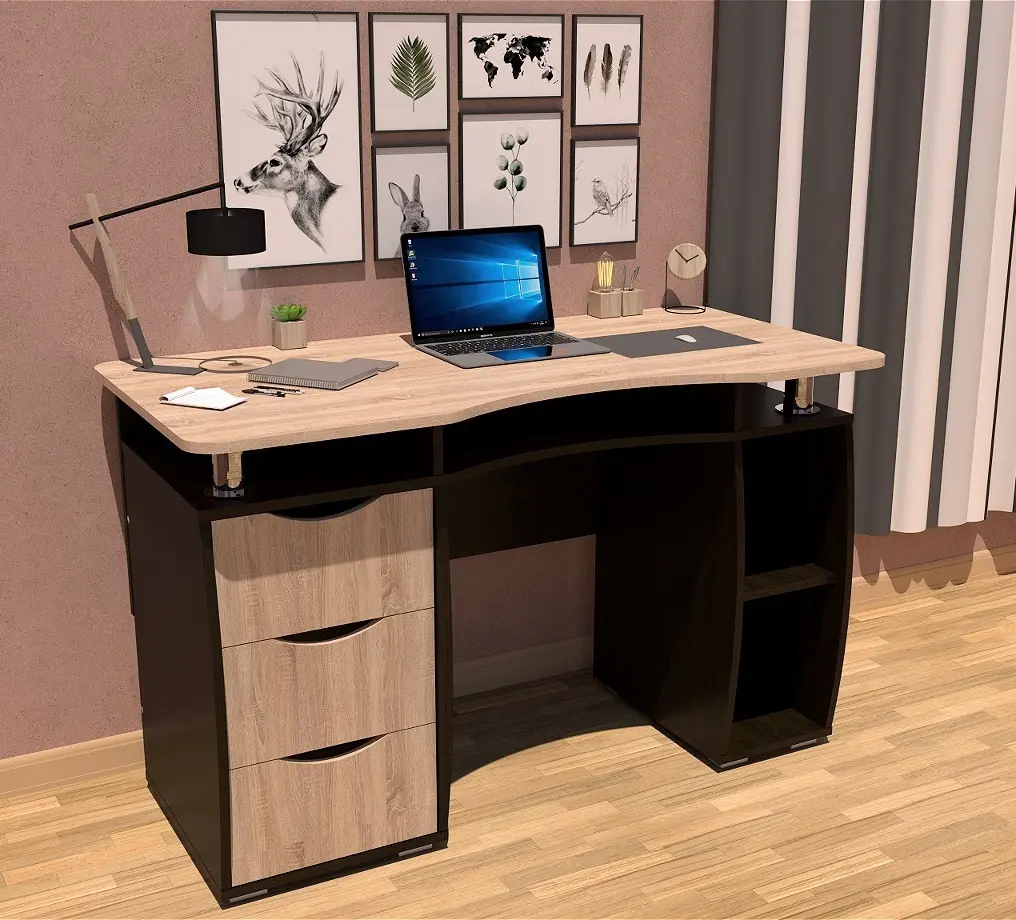 Комплект офисной мебели Yasen Smart New Wenge Louisiana/Sonoma Oak + Sunrise C-30A PP Black - 9