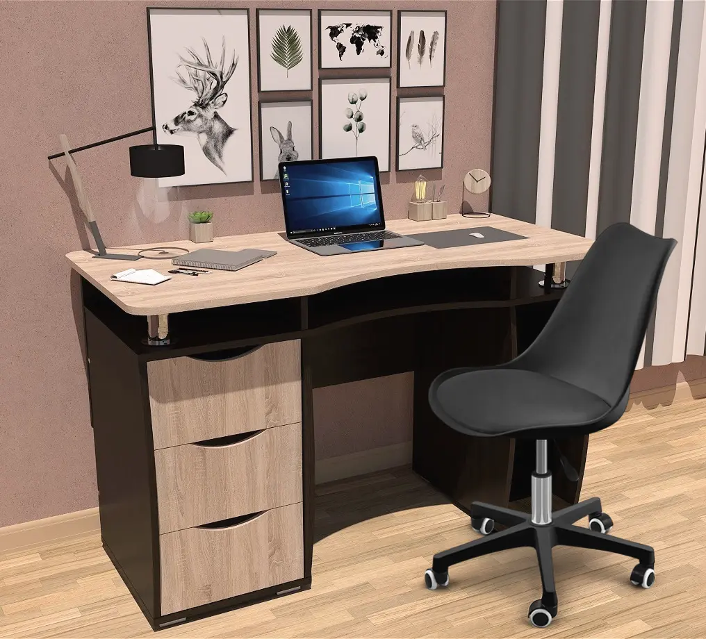 Комплект офисной мебели Yasen Smart New Wenge Louisiana/Sonoma Oak + Sunrise C-30A PP Black