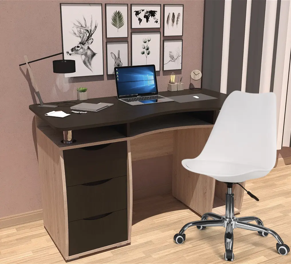 Комплект офисной мебели Yasen Smart Sonoma Oak/Wenge Louisiana + Sunrise C-30 PP White/Chrome