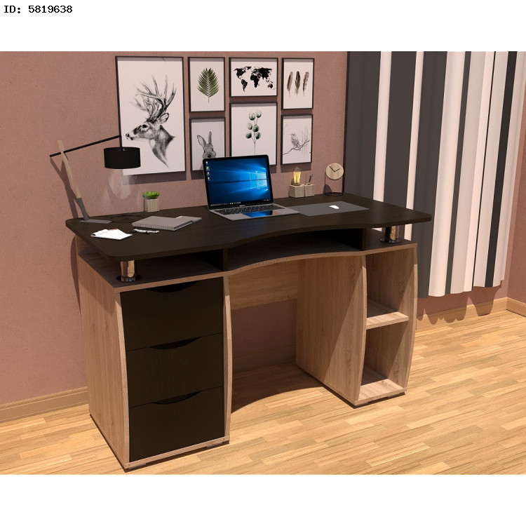Комплект офисной мебели Yasen Smart Sonoma Oak/Wenge Louisiana + Sunrise C-30A PP Black
