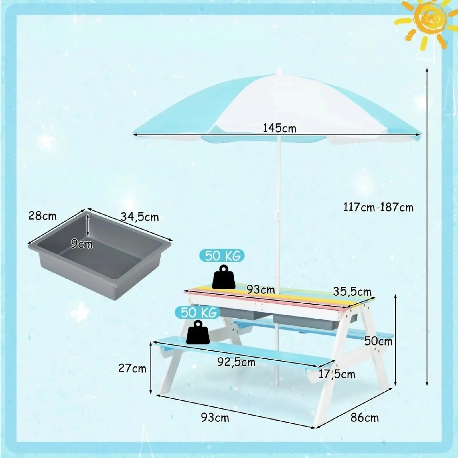 Set mobilier de gradina Costway HY10008CL (Blue/White) - 2