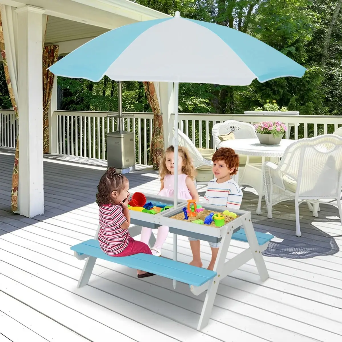 Set mobilier de gradina Costway HY10008CL (Blue/White) - 3