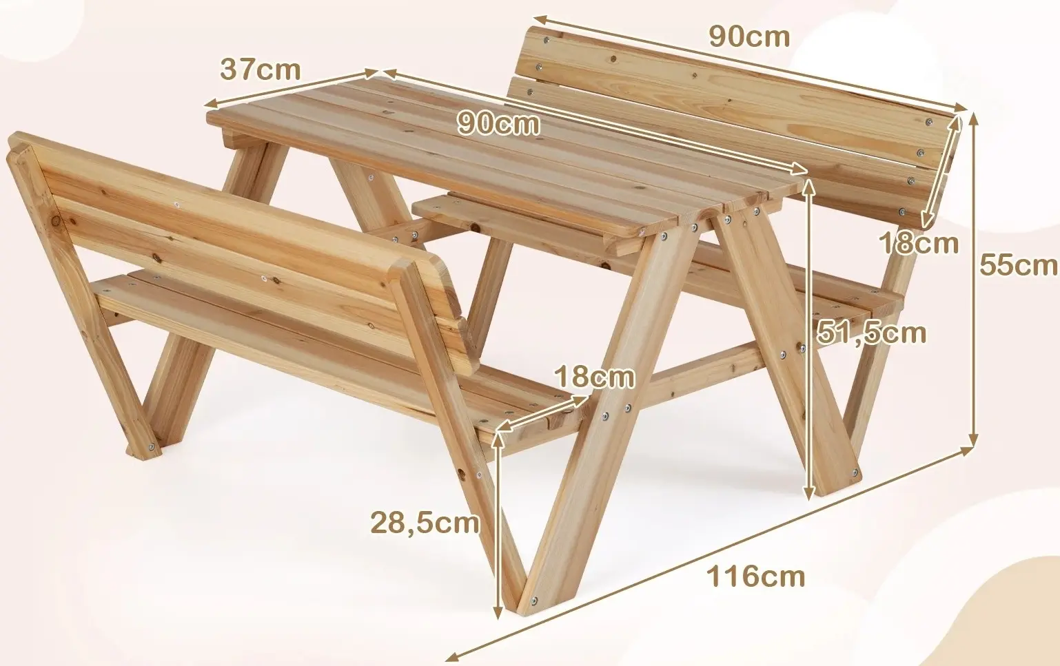 Set mobilier de gradina Costway NP12685NA (Natural) - 2