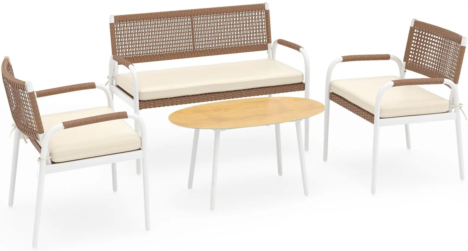 Set mobilier de gradina Costway NP12756BE (Brown/White) - 2