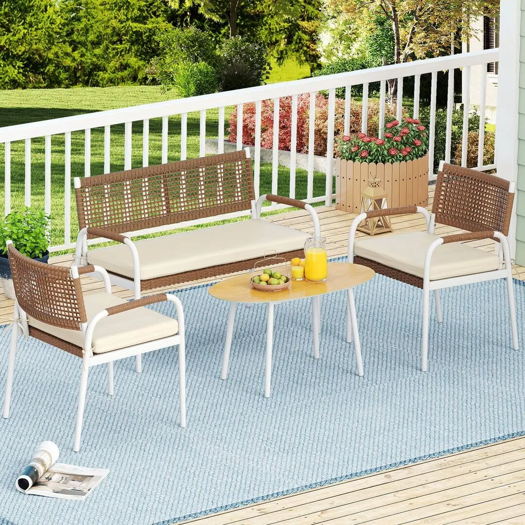 Set mobilier de gradina Costway NP12756BE (Brown/White)
