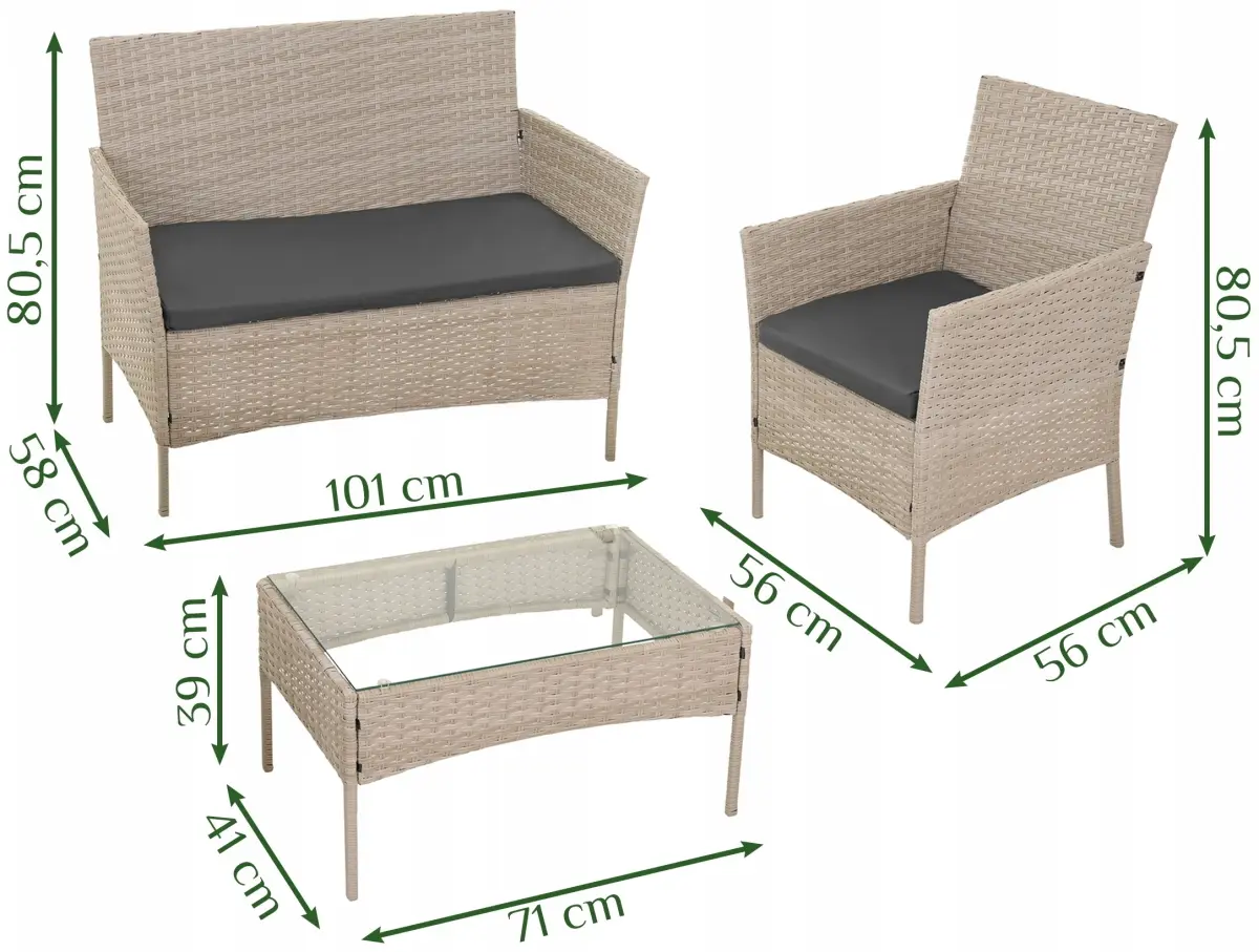 Set mobilier de gradina Gardlov 26909 (Beige/Grey) - 3