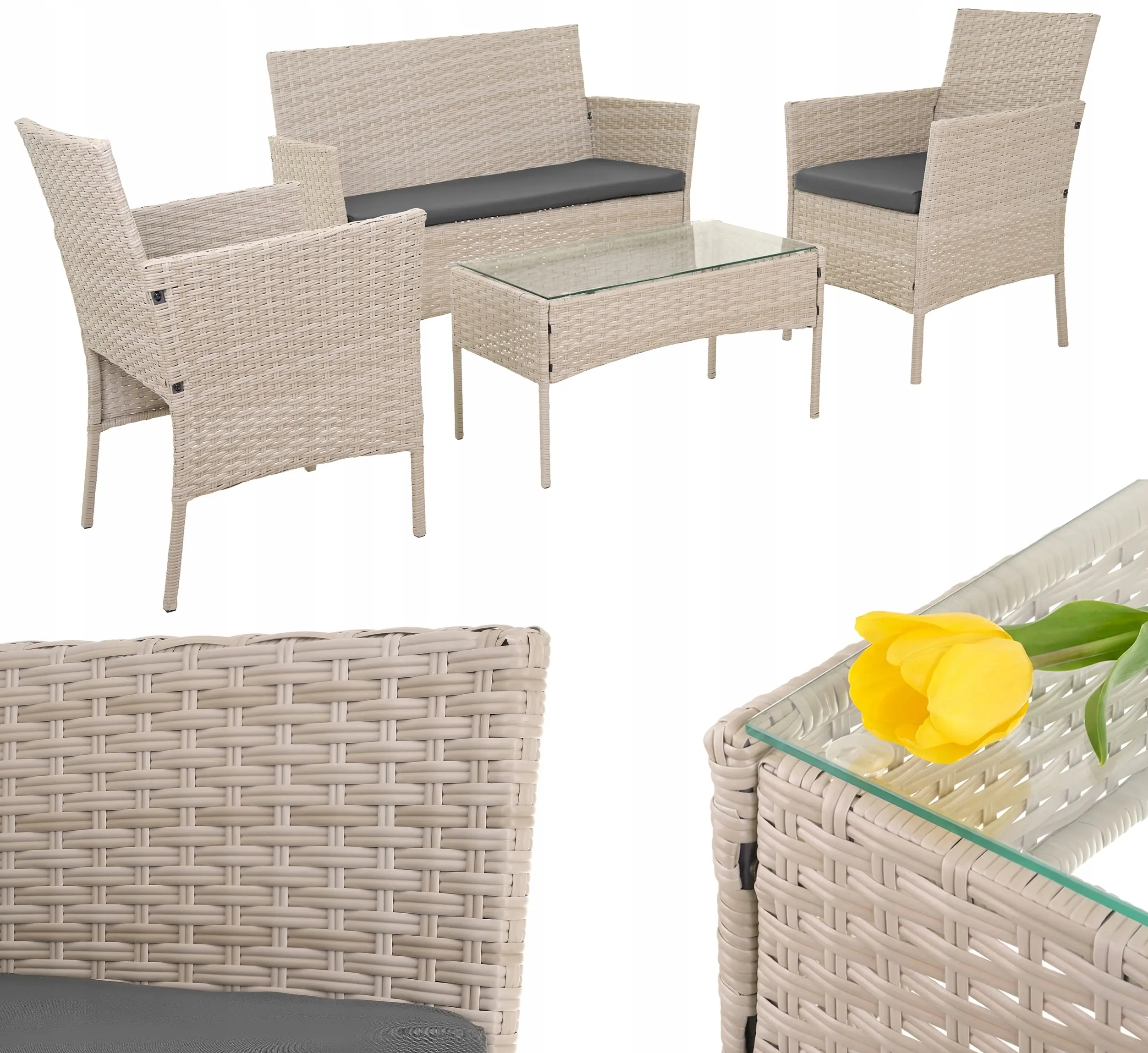 Set mobilier de gradina Gardlov 26909 (Beige/Grey) - 4
