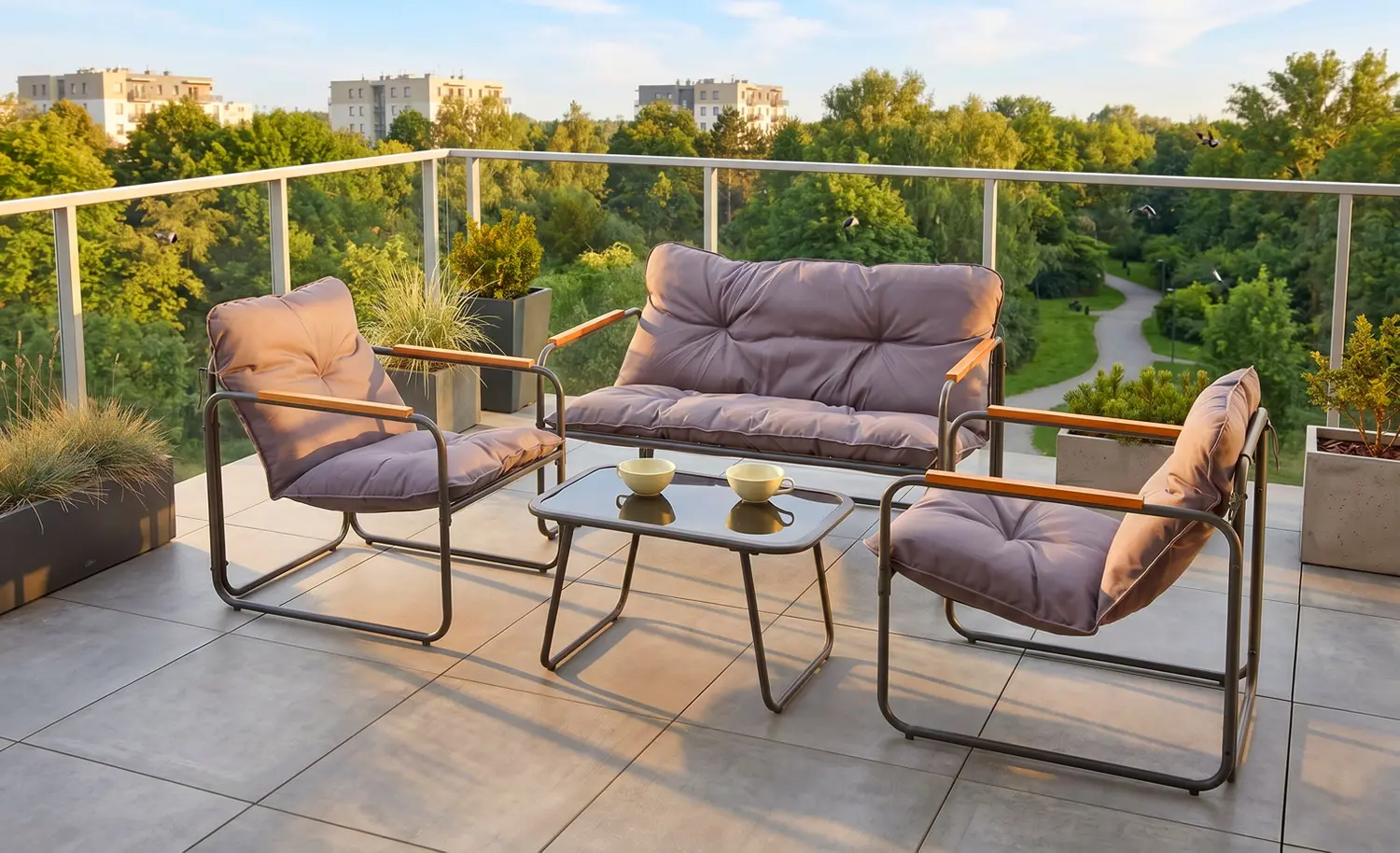 Set mobilier de gradina Halmar Hudson (Grey/Brown)