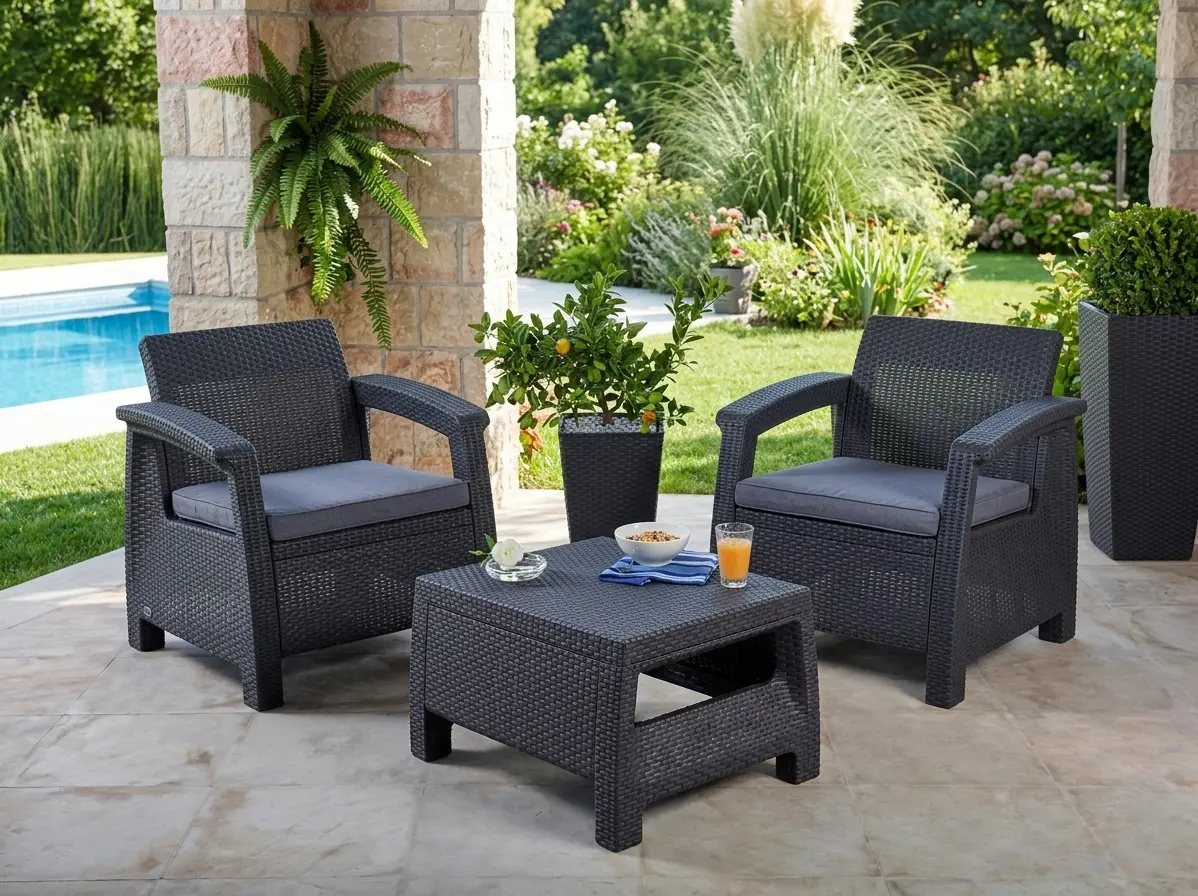 Set mobilier de gradina Heniver Novara 1+1+T (Anthracite)