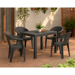 Set mobilier de gradina Heniver Rattan Table 120x70 + Koko Anthracite (1+4)