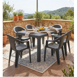 Set mobilier de gradina Heniver Rattan Table 120x70 + Koko Anthracite (1+6) Thumb