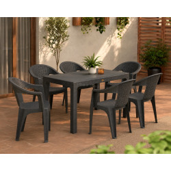 Set mobilier de gradina Heniver Rattan Table 120x70 + Koko Anthracite (1+6)