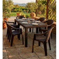 Комплект садовой мебели Heniver Rattan Table 150x90 + Koko Brown (1+6)