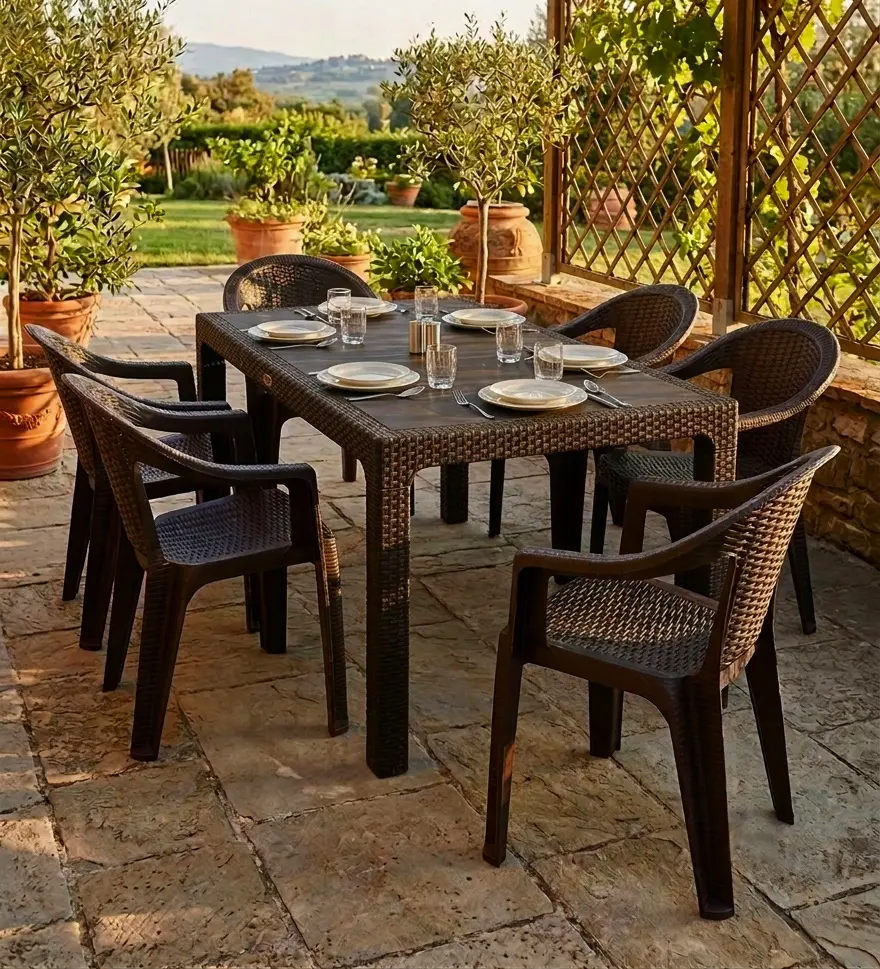 Комплект садовой мебели Heniver Rattan Table 150x90 + Koko Brown (1+6)