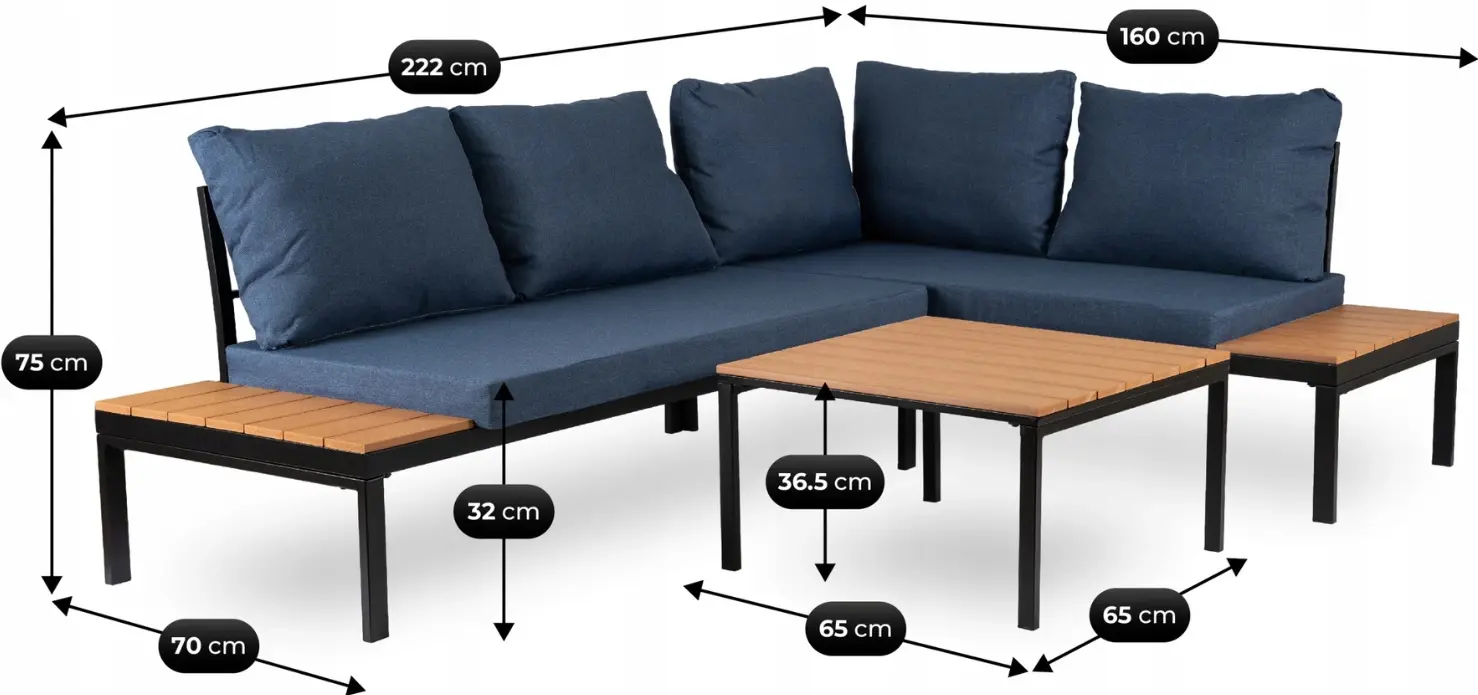 Set mobilier de gradina Mebel Elite Norman (Dark Blue/Black) - 10
