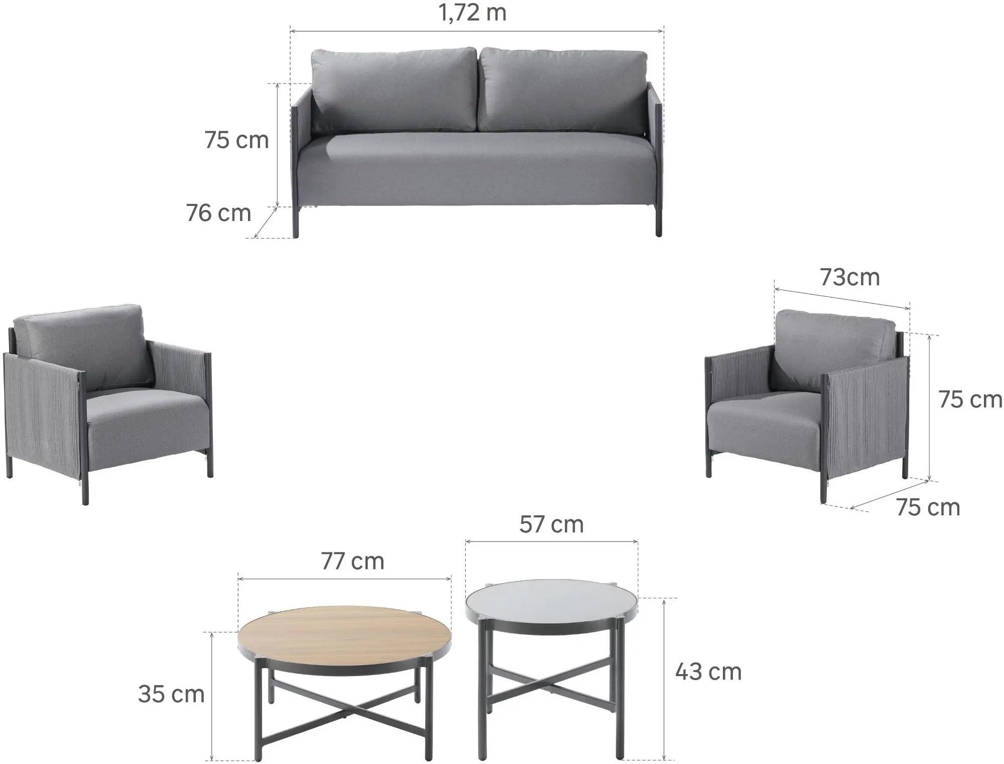 Set mobilier de gradina Naterial Iros (Grey) - 6